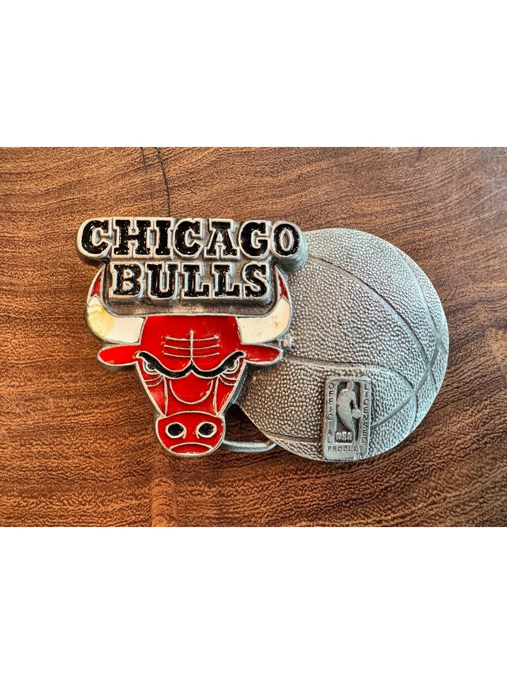 Vintage 1995 Chicago Bulls NBA Belt Buckle - Pewter & Enamel #2233 Made in USA